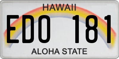 HI license plate EDO181