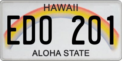 HI license plate EDO201