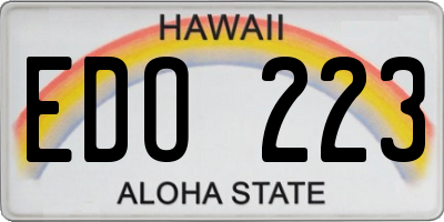 HI license plate EDO223