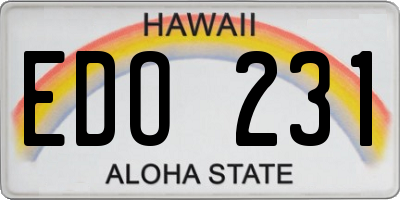 HI license plate EDO231