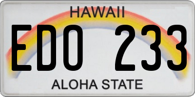 HI license plate EDO233