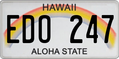 HI license plate EDO247