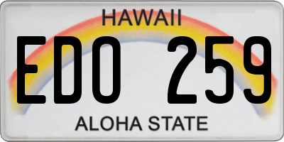 HI license plate EDO259