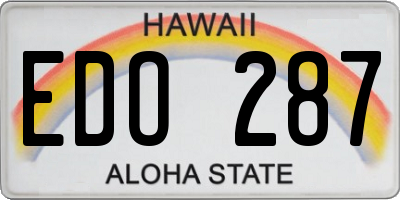 HI license plate EDO287