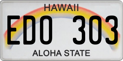 HI license plate EDO303