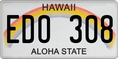 HI license plate EDO308
