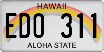 HI license plate EDO311