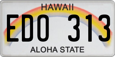 HI license plate EDO313