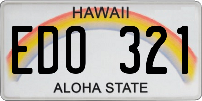 HI license plate EDO321