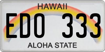 HI license plate EDO333