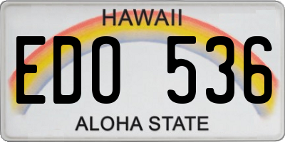 HI license plate EDO536