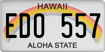 HI license plate EDO557