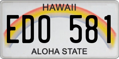 HI license plate EDO581