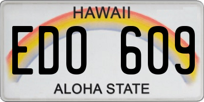 HI license plate EDO609