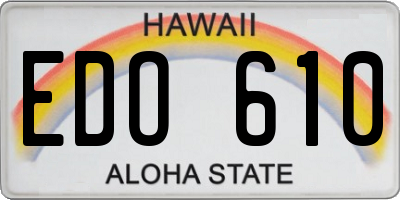 HI license plate EDO610