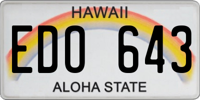 HI license plate EDO643