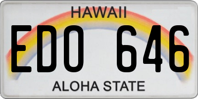 HI license plate EDO646