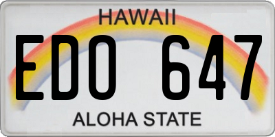 HI license plate EDO647