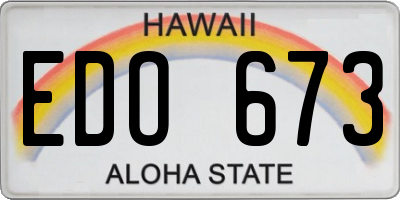 HI license plate EDO673