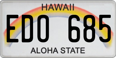 HI license plate EDO685