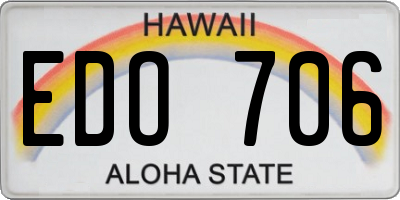 HI license plate EDO706