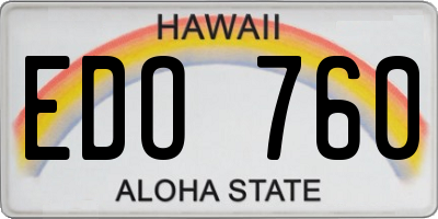 HI license plate EDO760