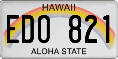 HI license plate EDO821