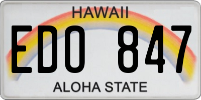 HI license plate EDO847
