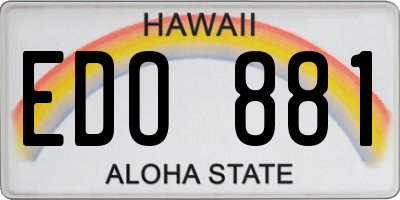 HI license plate EDO881