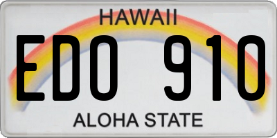 HI license plate EDO910