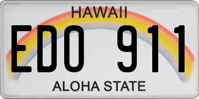 HI license plate EDO911