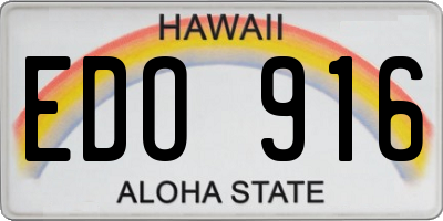 HI license plate EDO916