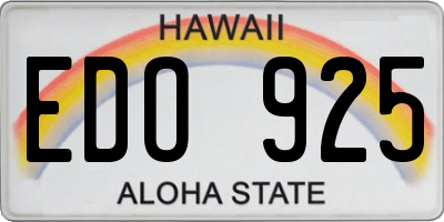 HI license plate EDO925