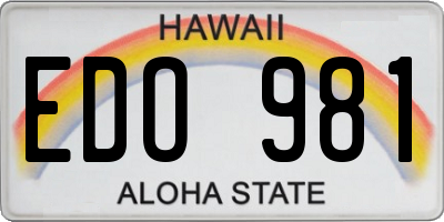 HI license plate EDO981
