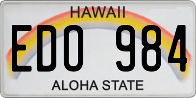HI license plate EDO984