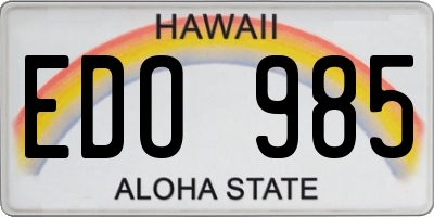 HI license plate EDO985