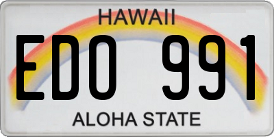 HI license plate EDO991