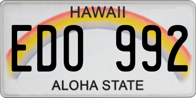 HI license plate EDO992