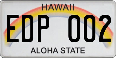 HI license plate EDP002