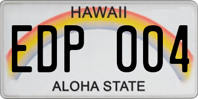 HI license plate EDP004
