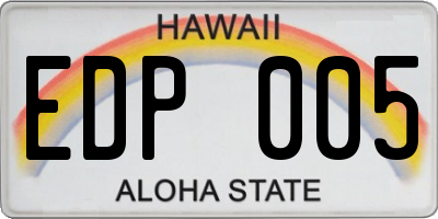 HI license plate EDP005