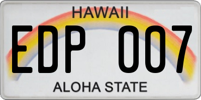 HI license plate EDP007