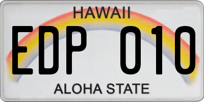 HI license plate EDP010