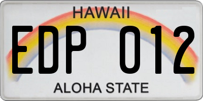 HI license plate EDP012