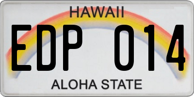 HI license plate EDP014