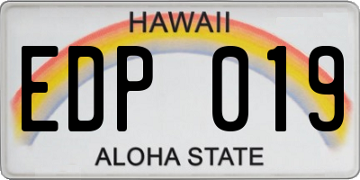 HI license plate EDP019