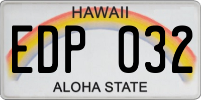 HI license plate EDP032