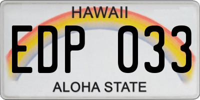 HI license plate EDP033