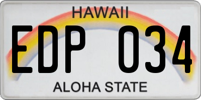 HI license plate EDP034