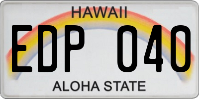 HI license plate EDP040